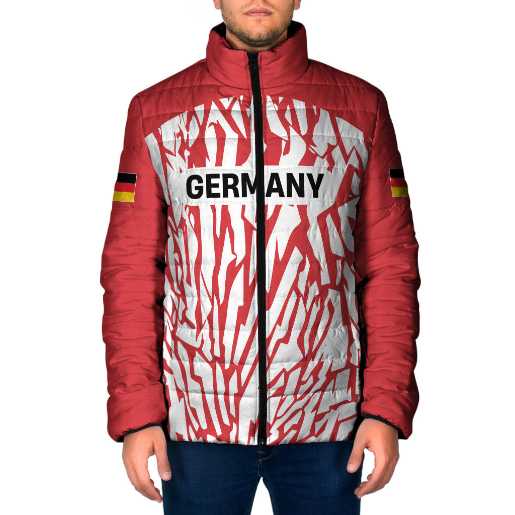 Custom German European Football Champions Padded Jacket Abstract Lightning Rot Weiss