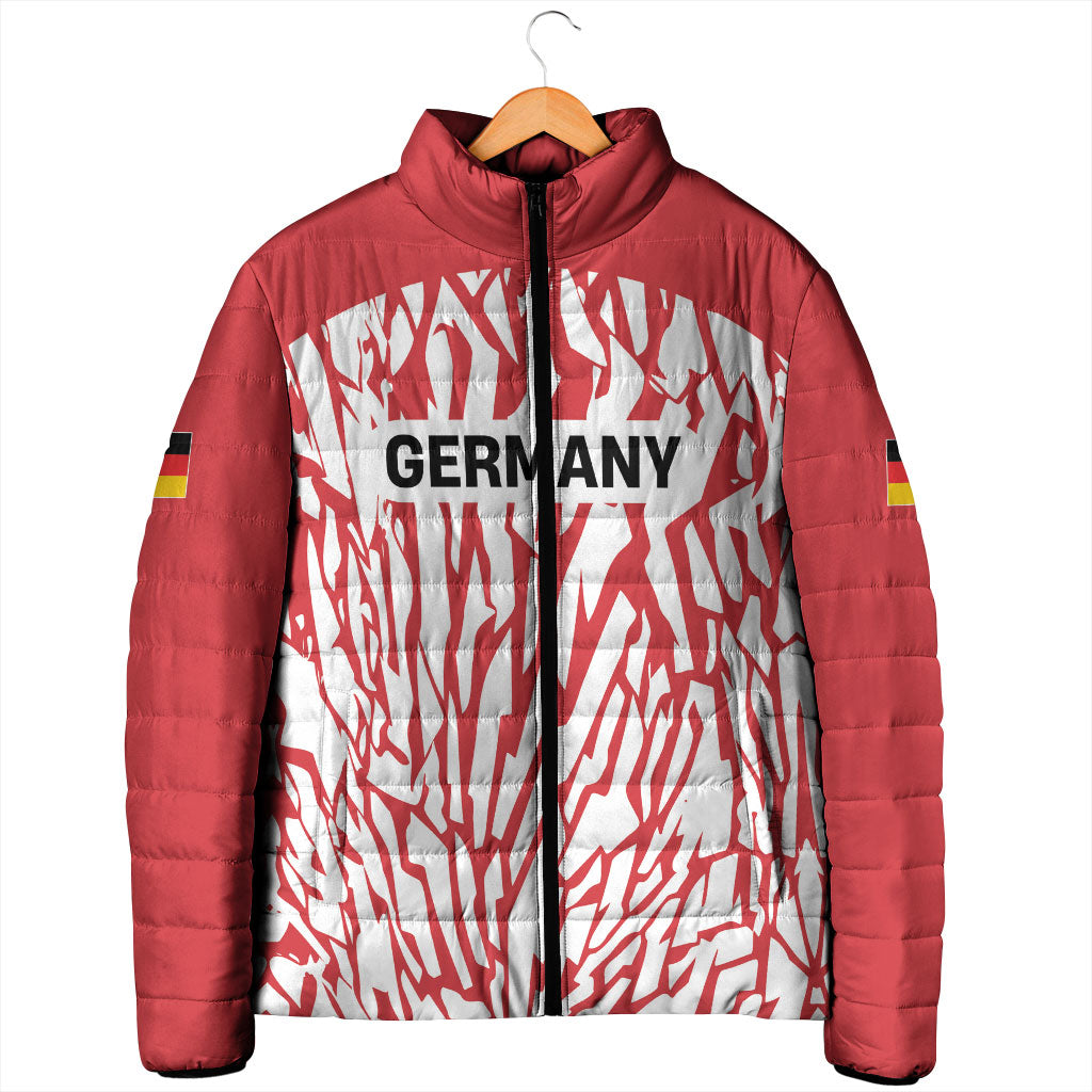 Custom German European Football Champions Padded Jacket Abstract Lightning Rot Weiss