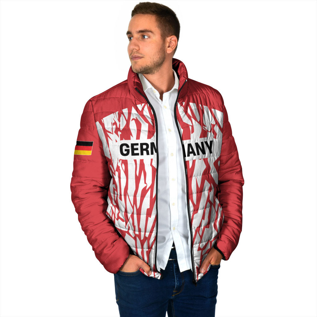Custom German European Football Champions Padded Jacket Abstract Lightning Rot Weiss