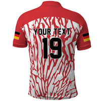Custom German European Football Champions Polo Shirt Abstract Lightning Rot Weiss