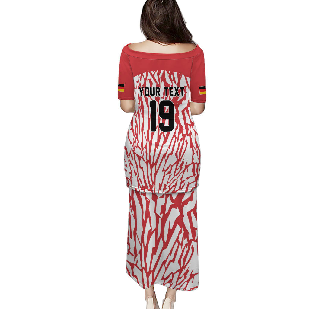 Custom German European Football Champions Puletasi Abstract Lightning Rot Weiss