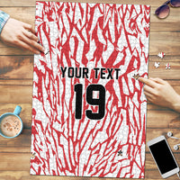 Custom German European Football Champions Puzzle Abstract Lightning Rot Weiss