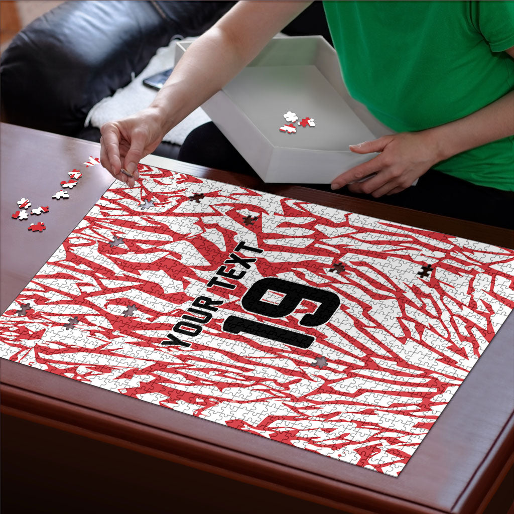 Custom German European Football Champions Puzzle Abstract Lightning Rot Weiss