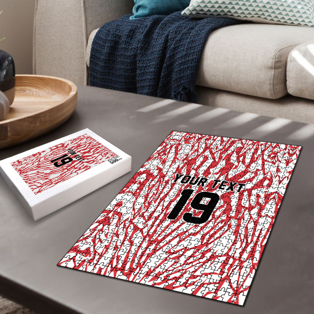Custom German European Football Champions Puzzle Abstract Lightning Rot Weiss