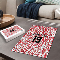 Custom German European Football Champions Puzzle Abstract Lightning Rot Weiss
