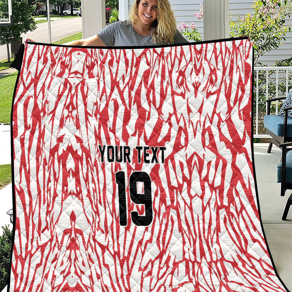 Custom German European Football Champions Quilt Abstract Lightning Rot Weiss