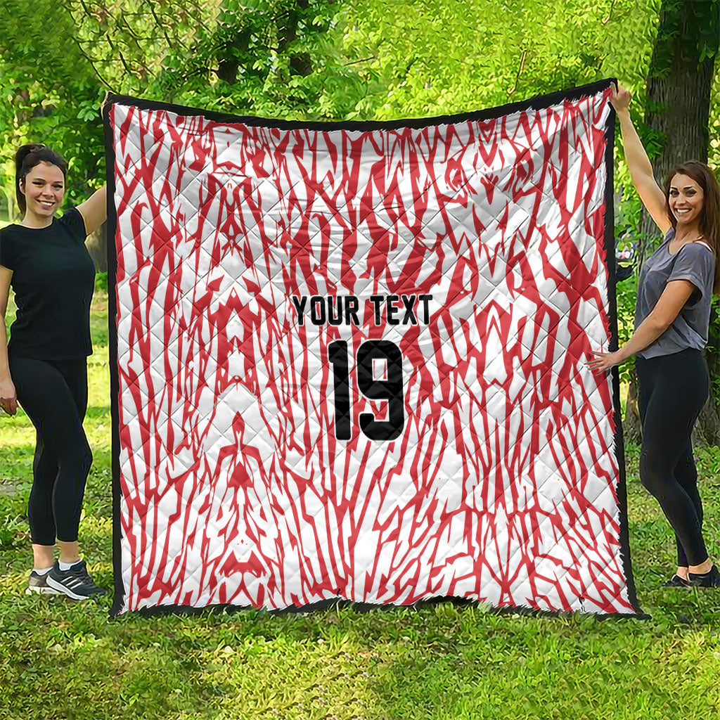 Custom German European Football Champions Quilt Abstract Lightning Rot Weiss