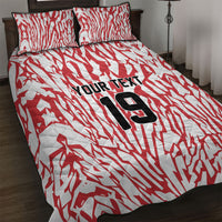 Custom German European Football Champions Quilt Bed Set Abstract Lightning Rot Weiss