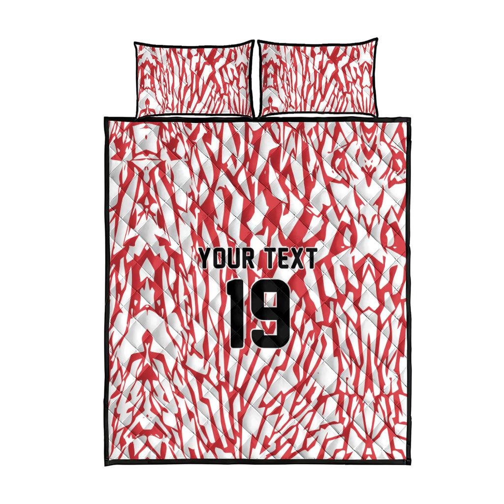 Custom German European Football Champions Quilt Bed Set Abstract Lightning Rot Weiss