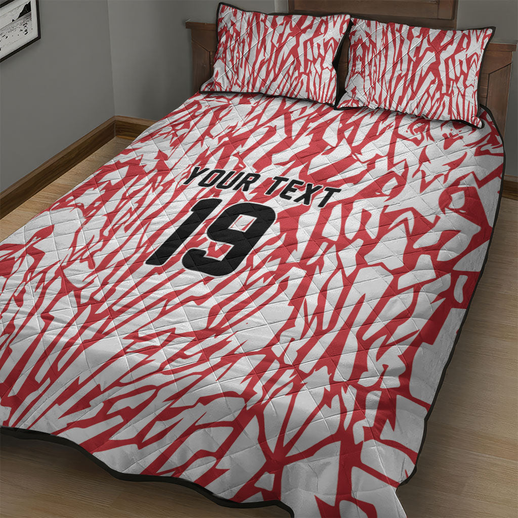 Custom German European Football Champions Quilt Bed Set Abstract Lightning Rot Weiss