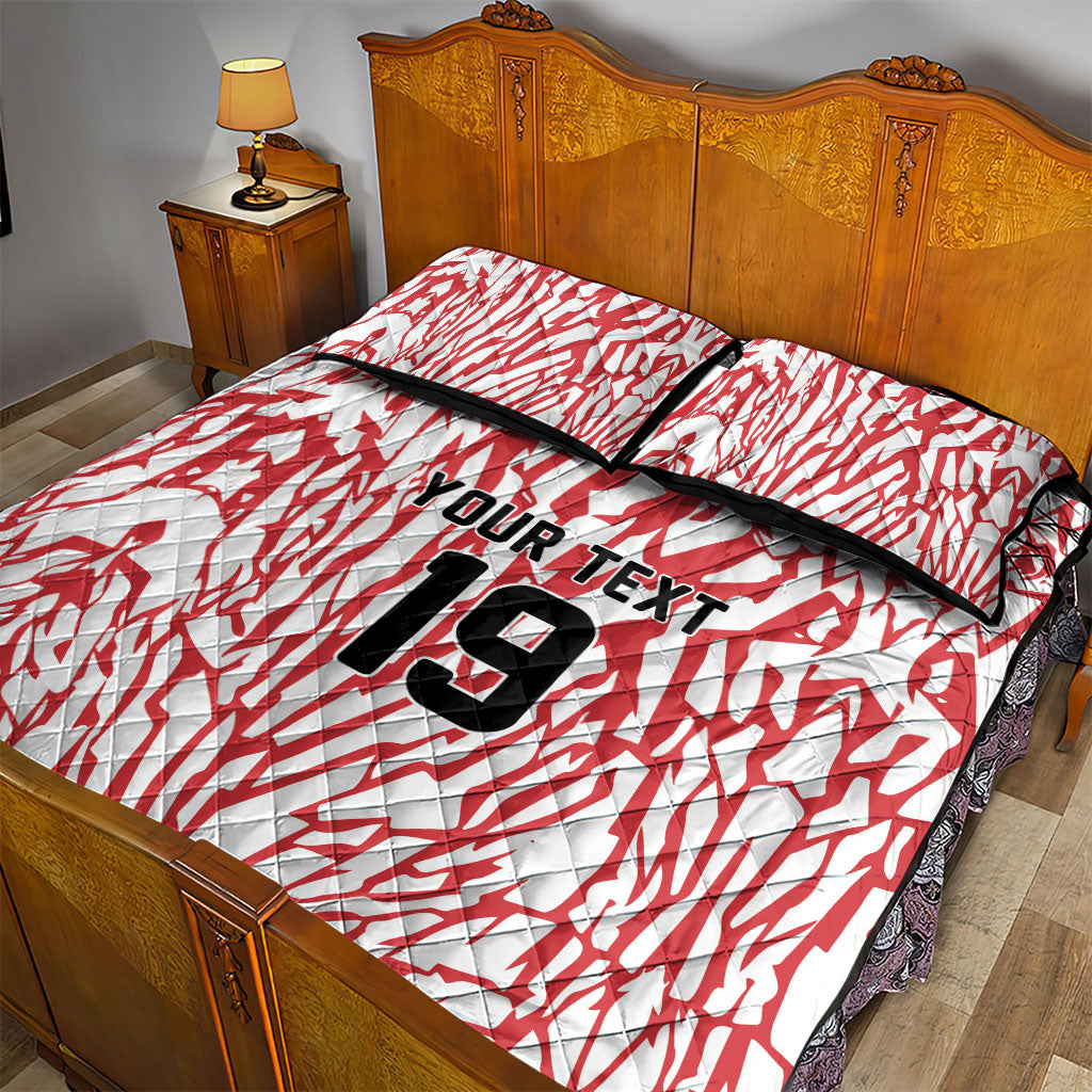Custom German European Football Champions Quilt Bed Set Abstract Lightning Rot Weiss