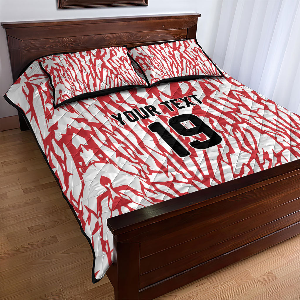 Custom German European Football Champions Quilt Bed Set Abstract Lightning Rot Weiss
