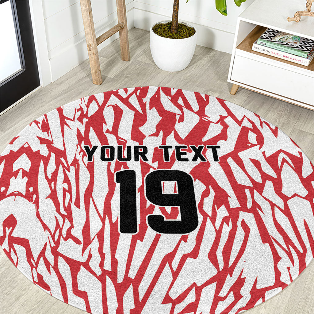 Custom German European Football Champions Round Carpet Abstract Lightning Rot Weiss