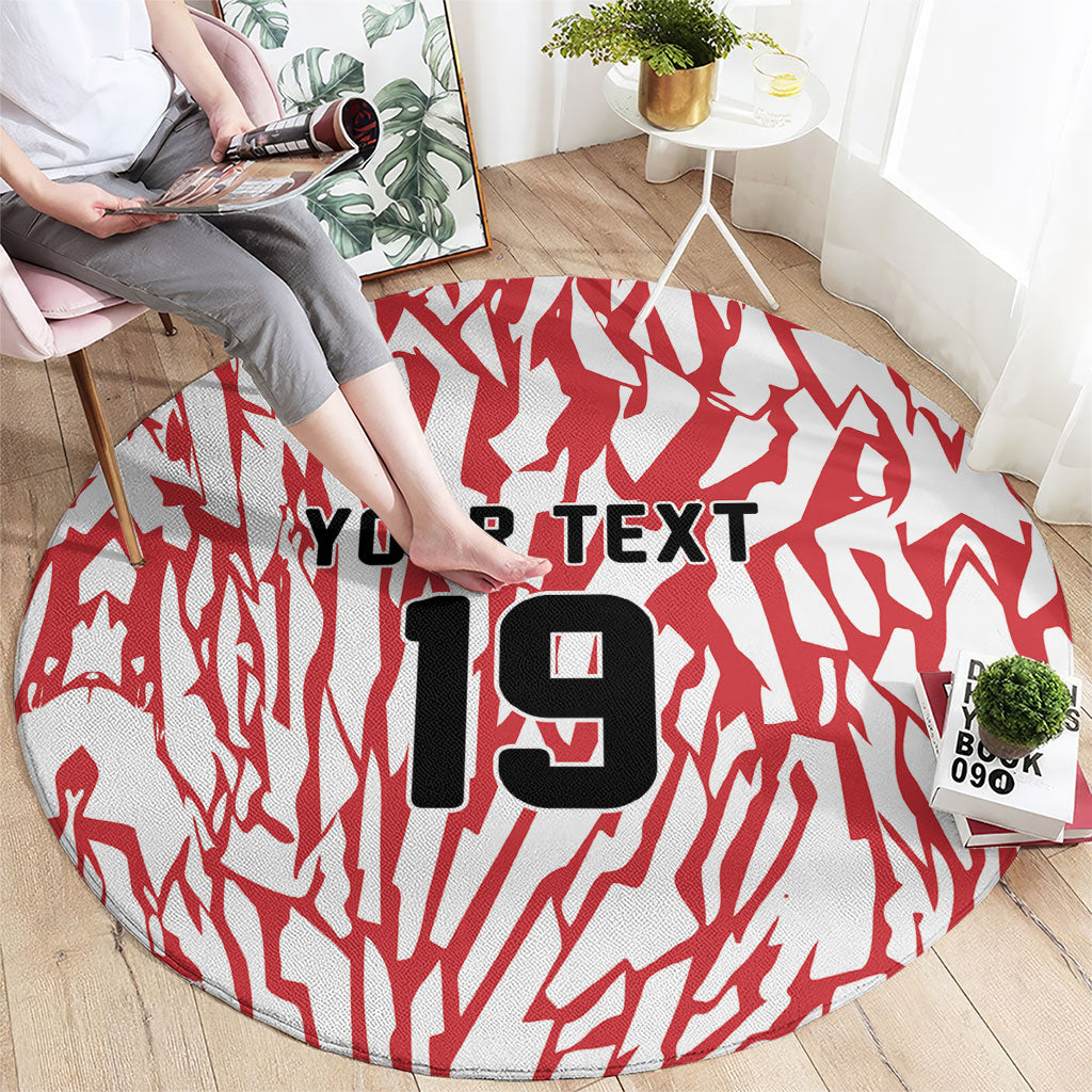 Custom German European Football Champions Round Carpet Abstract Lightning Rot Weiss