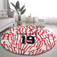 Custom German European Football Champions Round Carpet Abstract Lightning Rot Weiss
