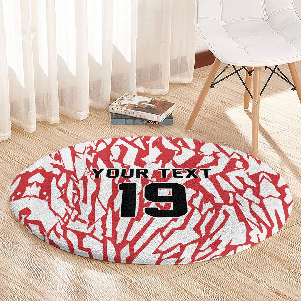 Custom German European Football Champions Round Carpet Abstract Lightning Rot Weiss