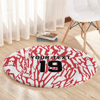 Custom German European Football Champions Round Carpet Abstract Lightning Rot Weiss