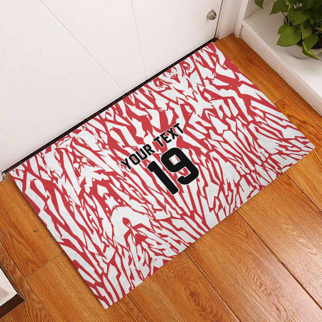 Custom German European Football Champions Rubber Doormat Abstract Lightning Rot Weiss
