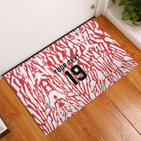 Custom German European Football Champions Rubber Doormat Abstract Lightning Rot Weiss