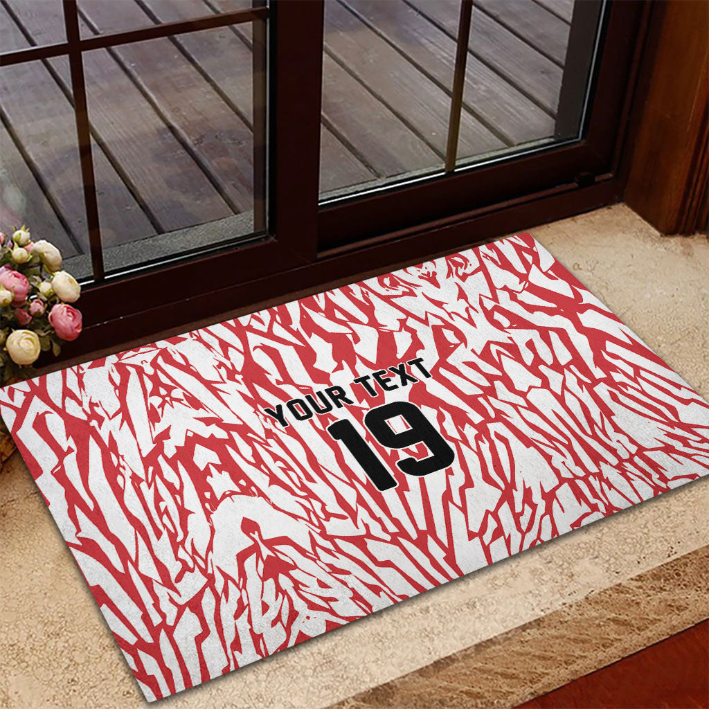 Custom German European Football Champions Rubber Doormat Abstract Lightning Rot Weiss