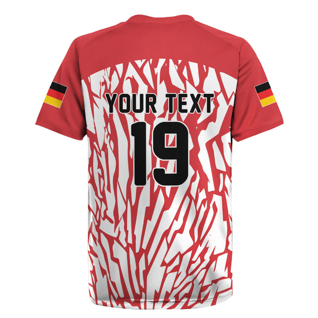 Custom German European Football Champions Rugby Jersey Abstract Lightning Rot Weiss