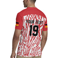 Custom German European Football Champions Rugby Jersey Abstract Lightning Rot Weiss