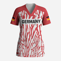 Custom German European Football Champions Scrub Top Abstract Lightning Rot Weiss