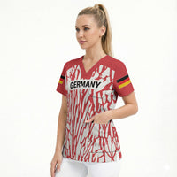 Custom German European Football Champions Scrub Top Abstract Lightning Rot Weiss