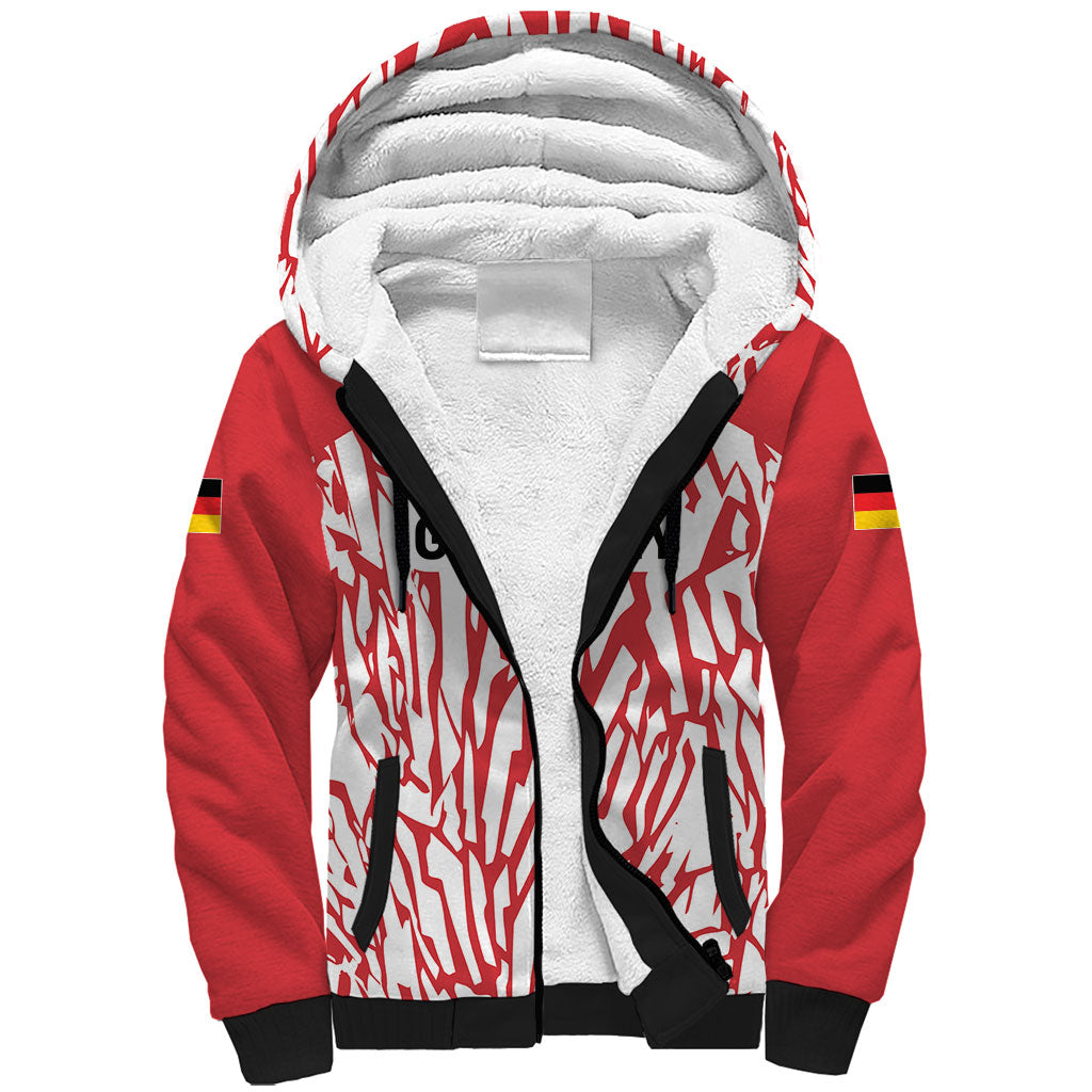 Custom German European Football Champions Sherpa Hoodie Abstract Lightning Rot Weiss