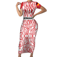 Custom German European Football Champions Short Sleeve Bodycon Dress Abstract Lightning Rot Weiss