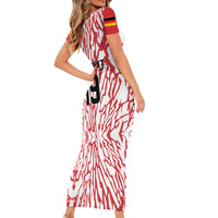 Custom German European Football Champions Short Sleeve Bodycon Dress Abstract Lightning Rot Weiss