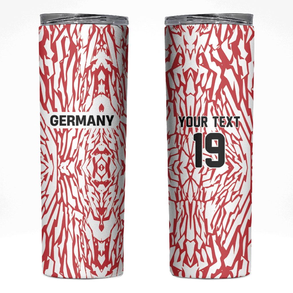 Custom German European Football Champions Skinny Tumbler Abstract Lightning Rot Weiss