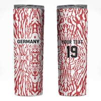 Custom German European Football Champions Skinny Tumbler Abstract Lightning Rot Weiss