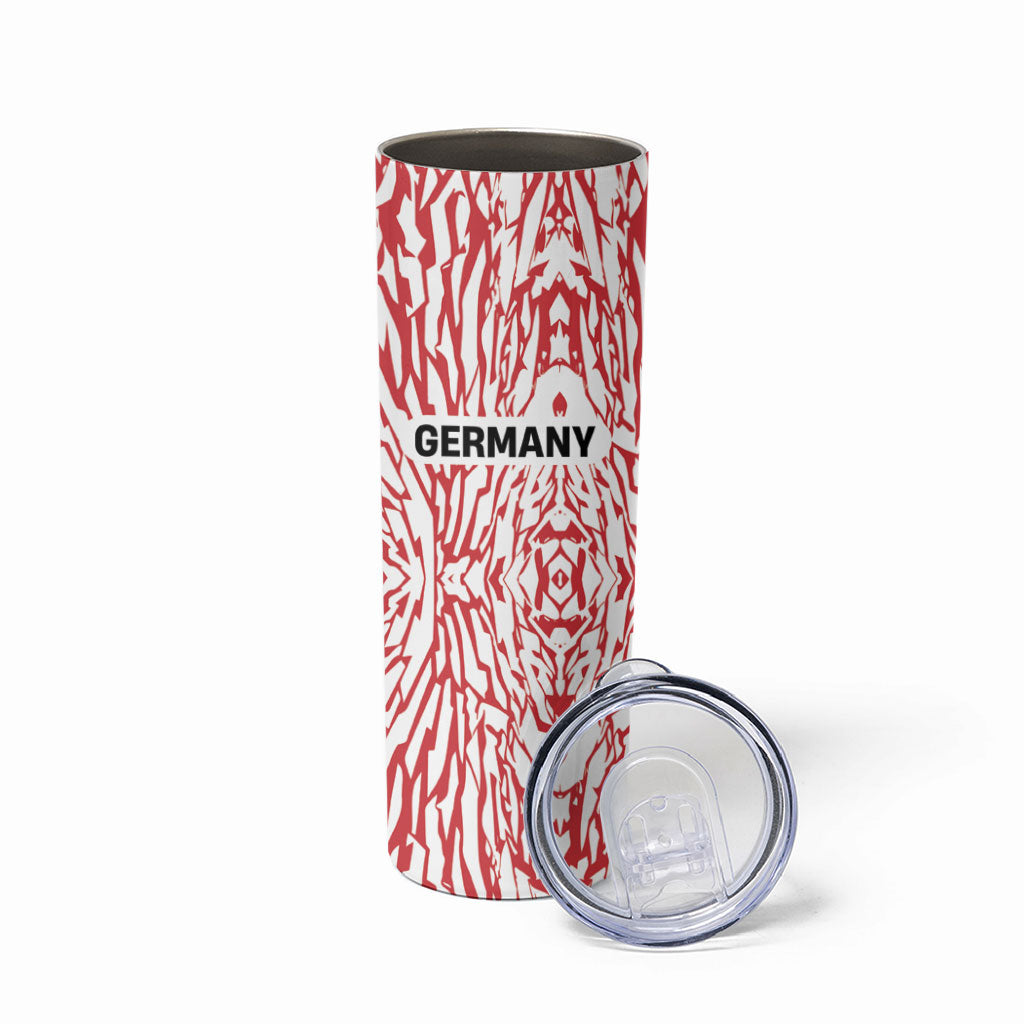 Custom German European Football Champions Skinny Tumbler Abstract Lightning Rot Weiss