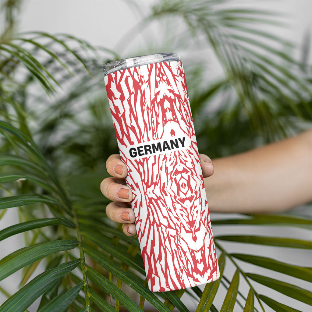 Custom German European Football Champions Skinny Tumbler Abstract Lightning Rot Weiss
