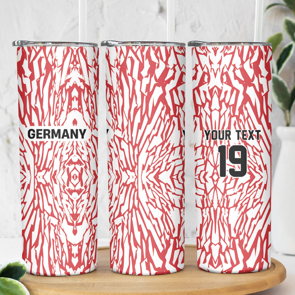 Custom German European Football Champions Skinny Tumbler Abstract Lightning Rot Weiss