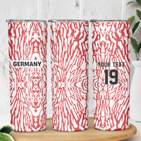 Custom German European Football Champions Skinny Tumbler Abstract Lightning Rot Weiss