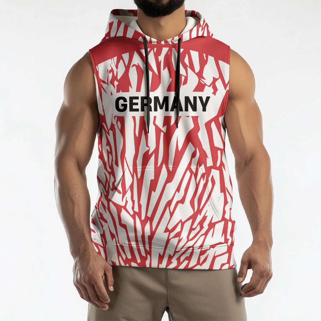 Custom German European Football Champions Sleeveless Hoodie Abstract Lightning Rot Weiss