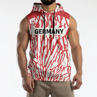 Custom German European Football Champions Sleeveless Hoodie Abstract Lightning Rot Weiss