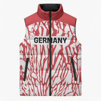 Custom German European Football Champions Sleeveless Puffer Jacket Abstract Lightning Rot Weiss