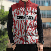 Custom German European Football Champions Sleeveless Puffer Jacket Abstract Lightning Rot Weiss