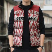 Custom German European Football Champions Sleeveless Puffer Jacket Abstract Lightning Rot Weiss