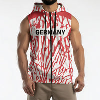Custom German European Football Champions Sleeveless Zip Hoodie Abstract Lightning Rot Weiss