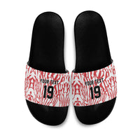 Custom German European Football Champions Slide Sandals Abstract Lightning Rot Weiss
