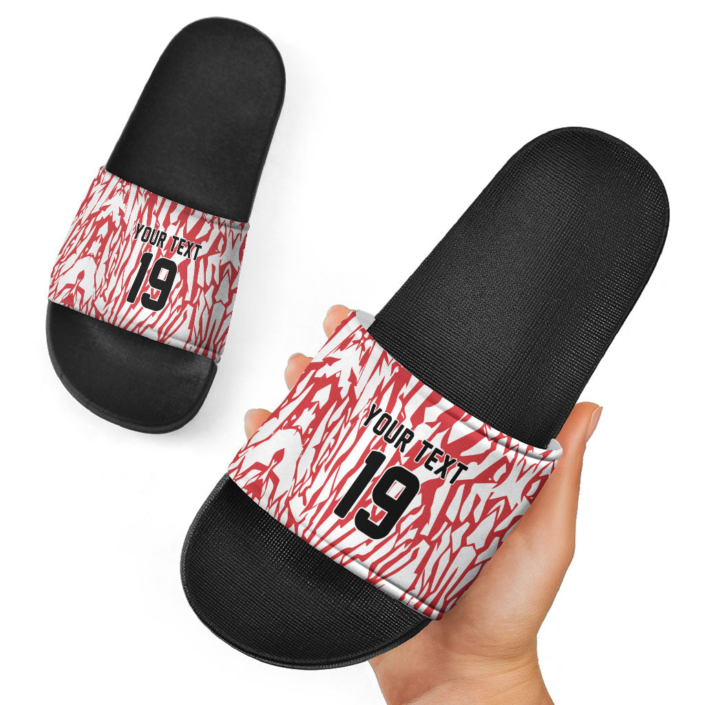 Custom German European Football Champions Slide Sandals Abstract Lightning Rot Weiss