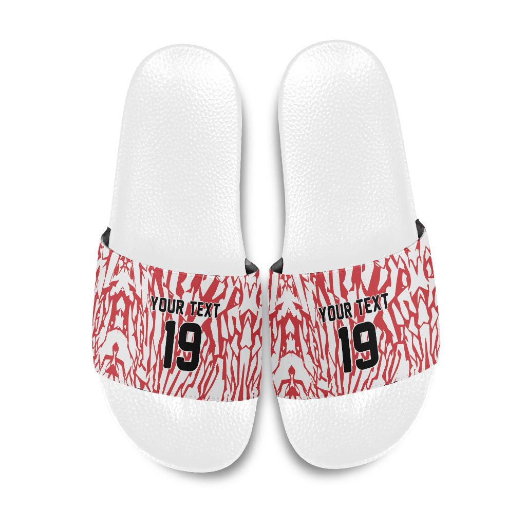 Custom German European Football Champions Slide Sandals Abstract Lightning Rot Weiss