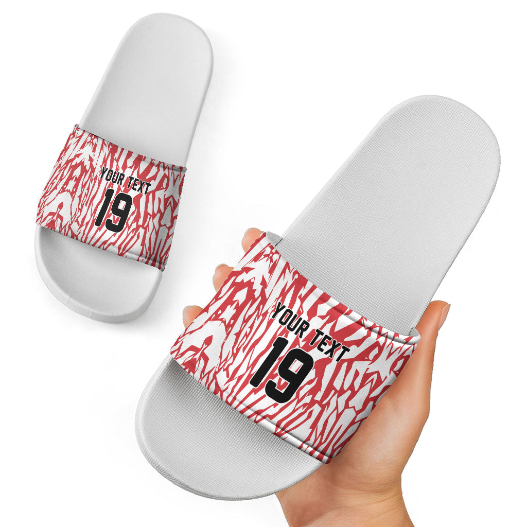 Custom German European Football Champions Slide Sandals Abstract Lightning Rot Weiss