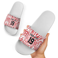 Custom German European Football Champions Slide Sandals Abstract Lightning Rot Weiss