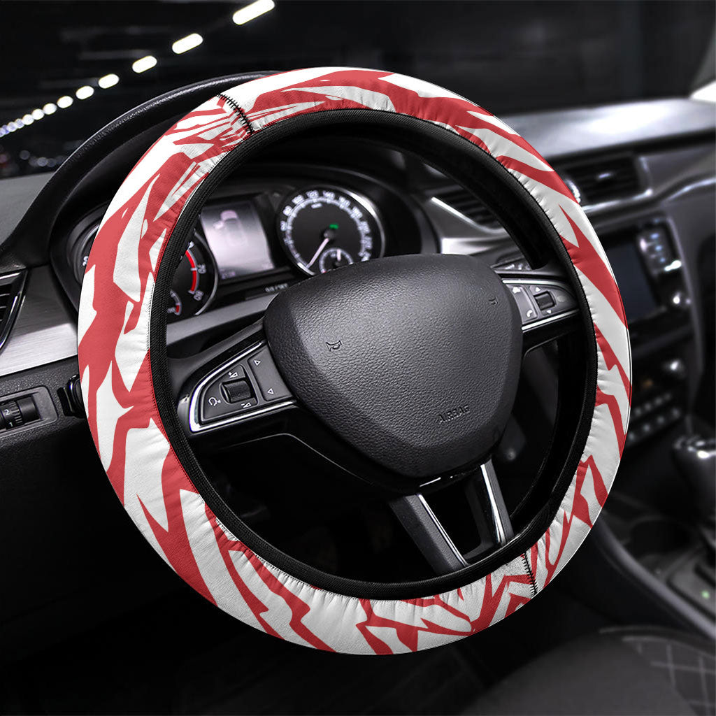 German European Football Champions Steering Wheel Cover Abstract Lightning Rot Weiss