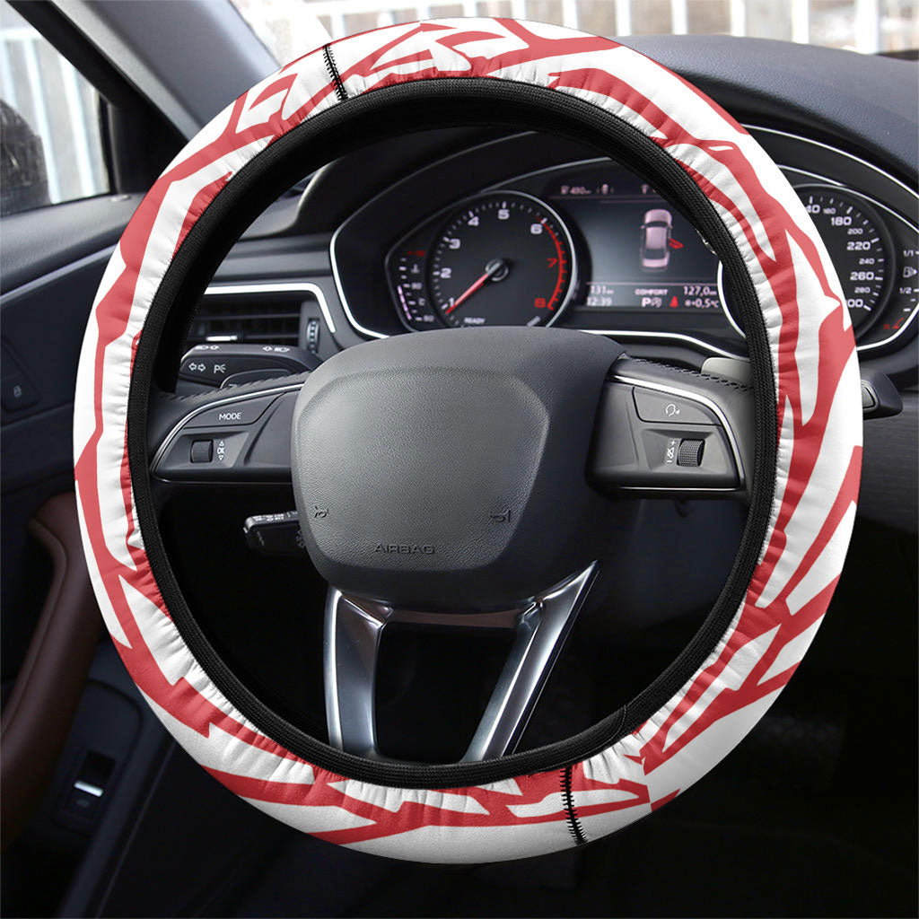 German European Football Champions Steering Wheel Cover Abstract Lightning Rot Weiss